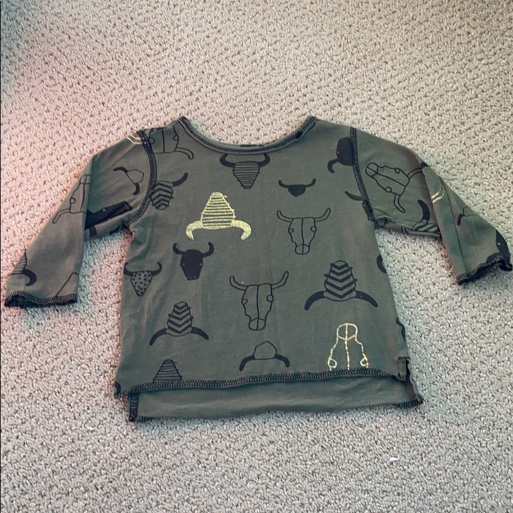 Graphic Cow Skull Long Sleeve Shirt 12m